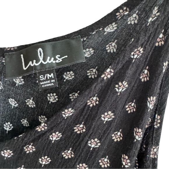 Lulus Black Floral Maxi Dress Spaghetti Straps V-neck Size S/M - Picture 9 of 11